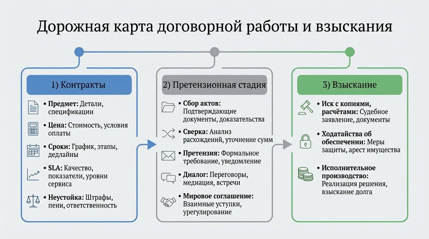 Дорожная карта договорной работы и взыскания